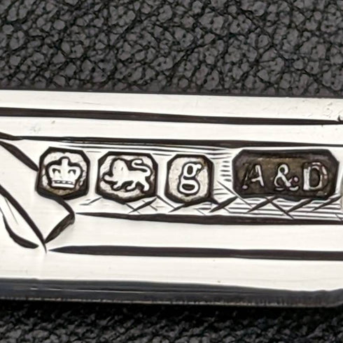 1924年 英国アンティーク 白蝶貝ハンドル 純銀彫刻ブレード 折りたたみペンナイフ